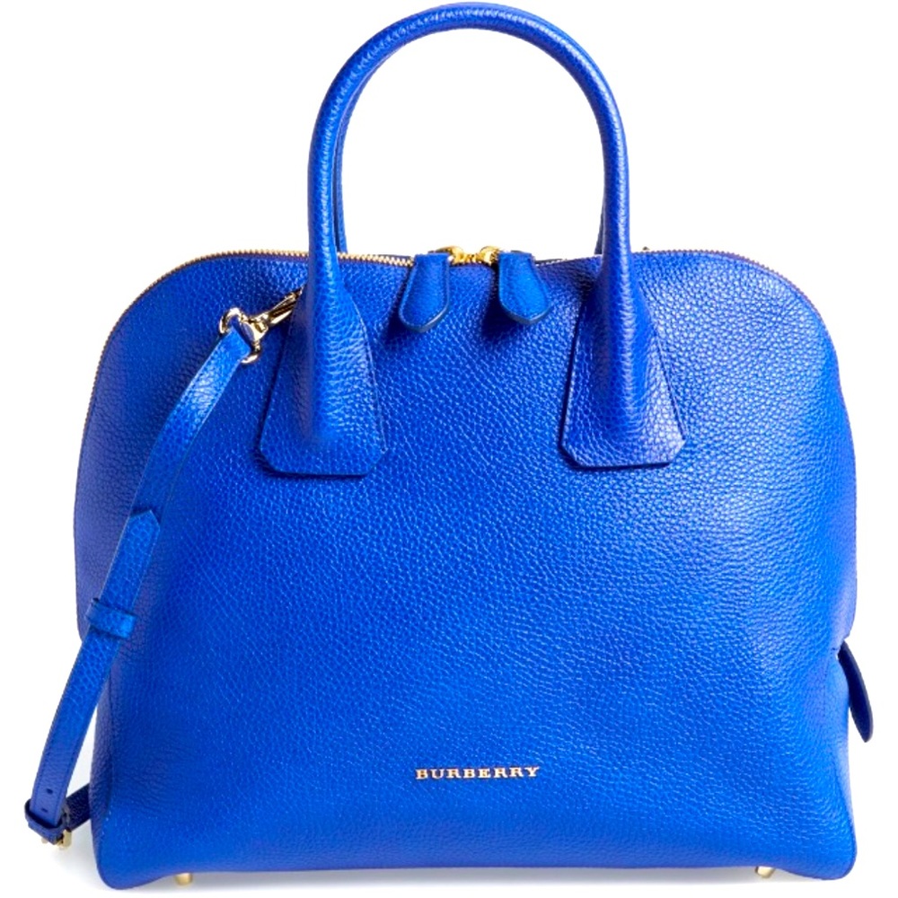 Burberry London Grainy Calfskin Medium Greenwood Bowling Bag in Brilliant Blue.